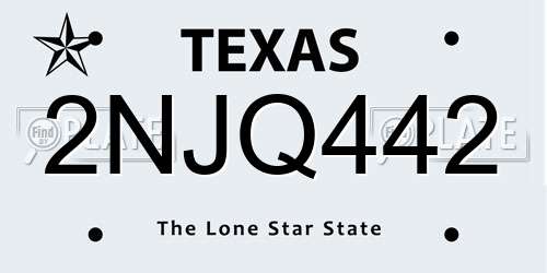 2NJQ442 Texas License Plate