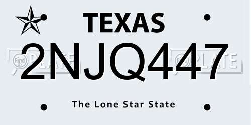 2NJQ447 Texas License Plate