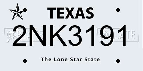2NK3191 Texas License Plate