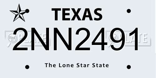 2NN2491 Texas License Plate