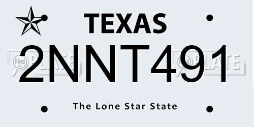 2NNT491 Texas License Plate