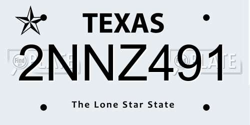 2NNZ491 Texas License Plate