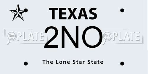 2NO Texas License Plate