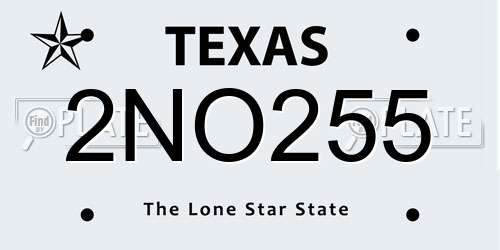 2NO255 Texas License Plate