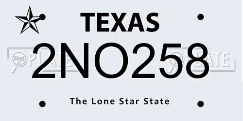 2NO258 Texas License Plate