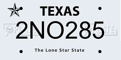 2NO285 Texas License Plate