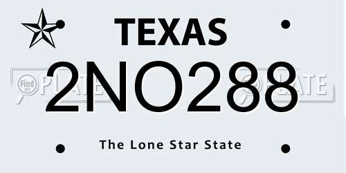 2NO288 Texas License Plate