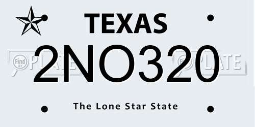 2NO320 Texas License Plate