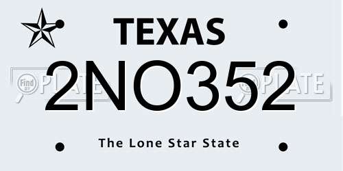 2NO352 Texas License Plate