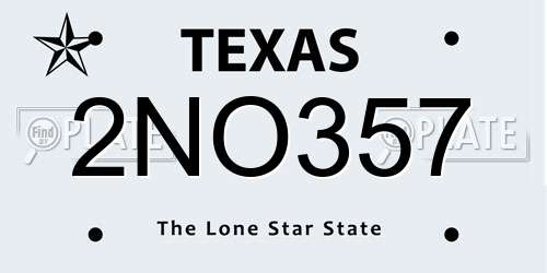 2NO357 Texas License Plate