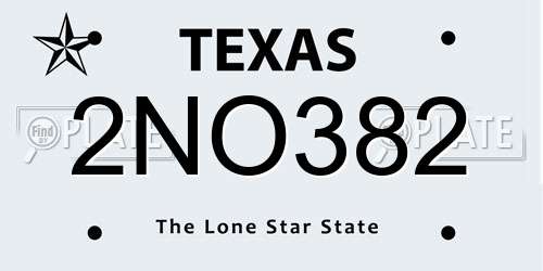 2NO382 Texas License Plate