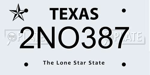 2NO387 Texas License Plate