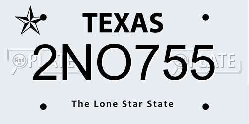 2NO755 Texas License Plate