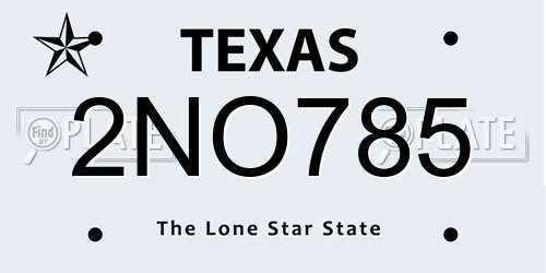 2NO785 Texas License Plate