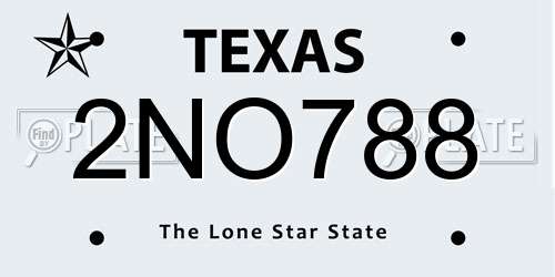 2NO788 Texas License Plate