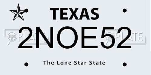 2NOE52 Texas License Plate