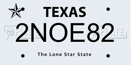 2NOE82 Texas License Plate