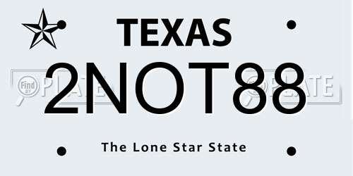 2NOT88 Texas License Plate