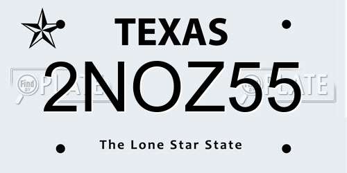2NOZ55 Texas License Plate