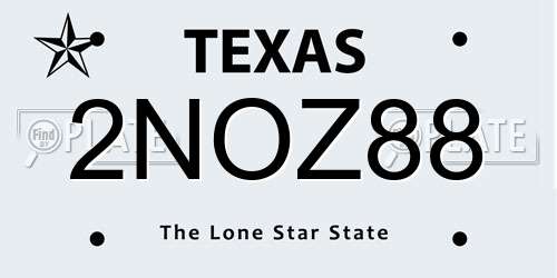 2NOZ88 Texas License Plate