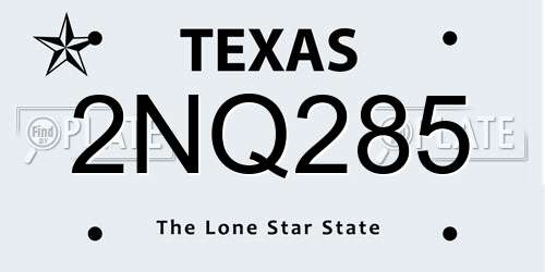 2NQ285 Texas License Plate