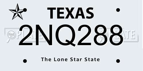 2NQ288 Texas License Plate