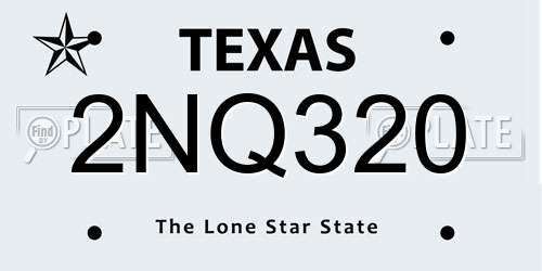 2NQ320 Texas License Plate