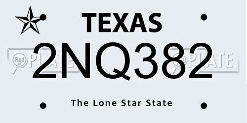 2NQ382 Texas License Plate
