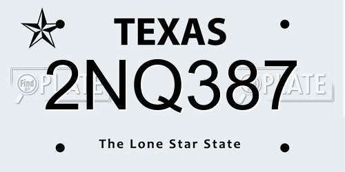 2NQ387 Texas License Plate