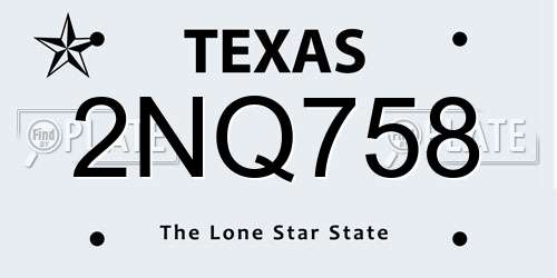 2NQ758 Texas License Plate