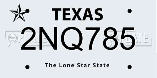 2NQ785 Texas License Plate