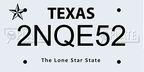 2NQE52 Texas License Plate