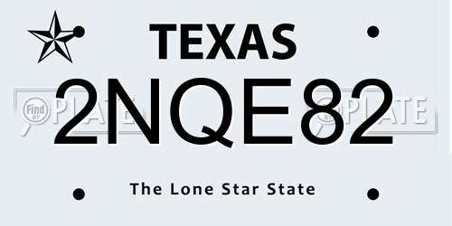 2NQE82 Texas License Plate