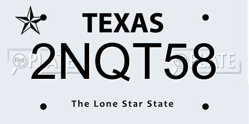 2NQT58 Texas License Plate