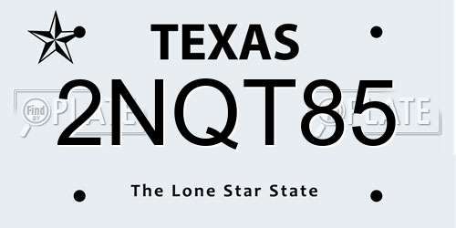 2NQT85 Texas License Plate