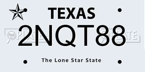 2NQT88 Texas License Plate
