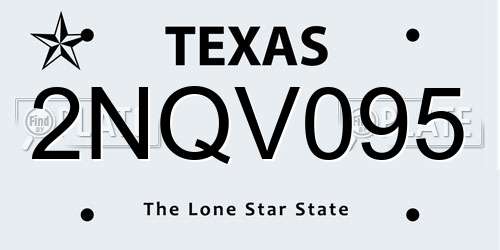2NQV095 Texas License Plate