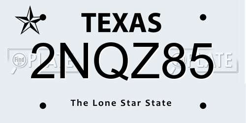 2NQZ85 Texas License Plate
