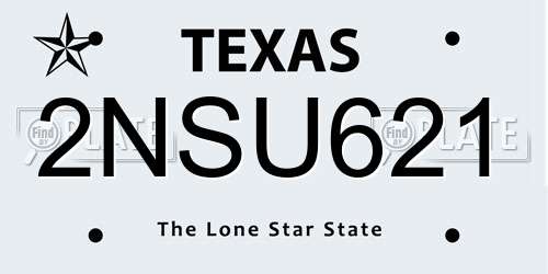 2NSU621 Texas License Plate