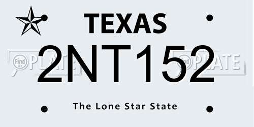 2NT152 Texas License Plate