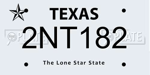 2NT182 Texas License Plate