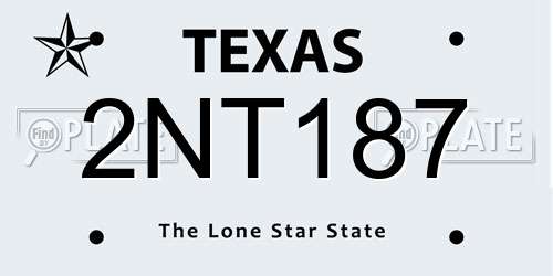 2NT187 Texas License Plate