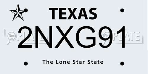 2NXG91 Texas License Plate
