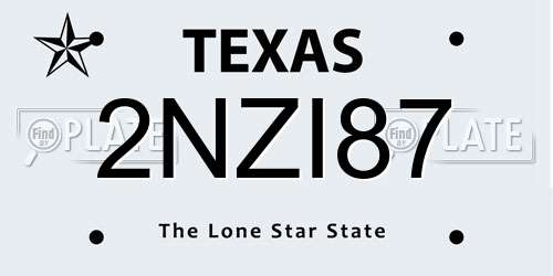2NZI87 Texas License Plate