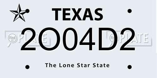 2O04D2 Texas License Plate