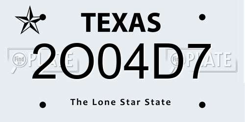 2O04D7 Texas License Plate