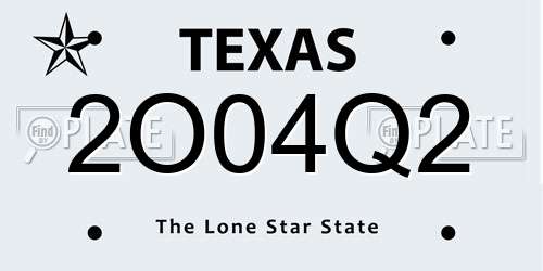 2O04Q2 Texas License Plate