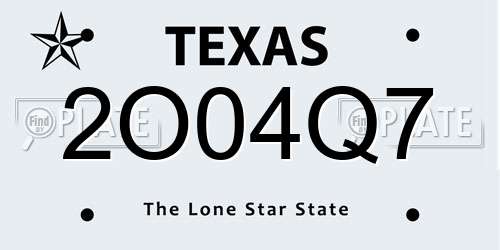 2O04Q7 Texas License Plate
