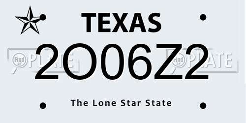 2O06Z2 Texas License Plate