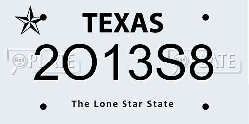 2O13S8 Texas License Plate